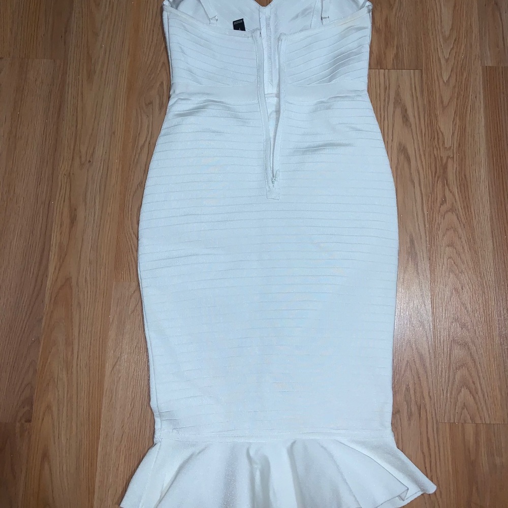 White stretch midi dress
